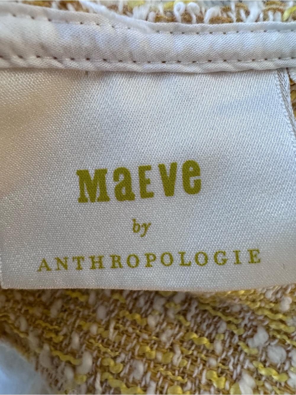 Anthropologie Maeve Yellow and White Tweed Fringe Shell - Picture 4 of 5